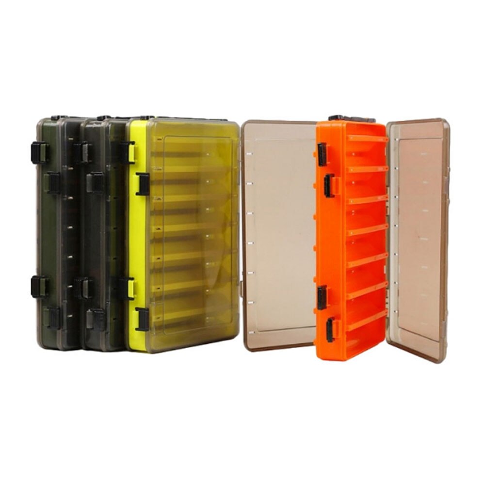 Scatola per attrezzatura da pesca Custodia per esche 14 scomparti Scatole per ganci per esche a doppia faccia Custodia per contenitori per esche Accessori per la pesca