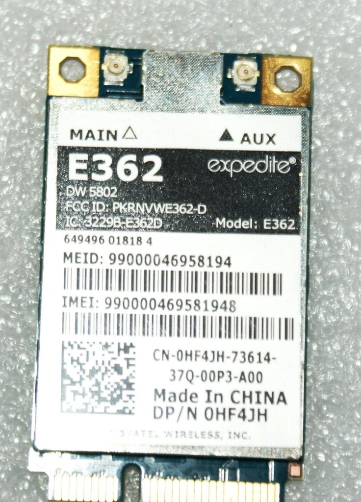 Card for Dell Wireless DW5802 LTE/WWAN Mobile Broadband E362 4G CARD for Verizon HF4JH