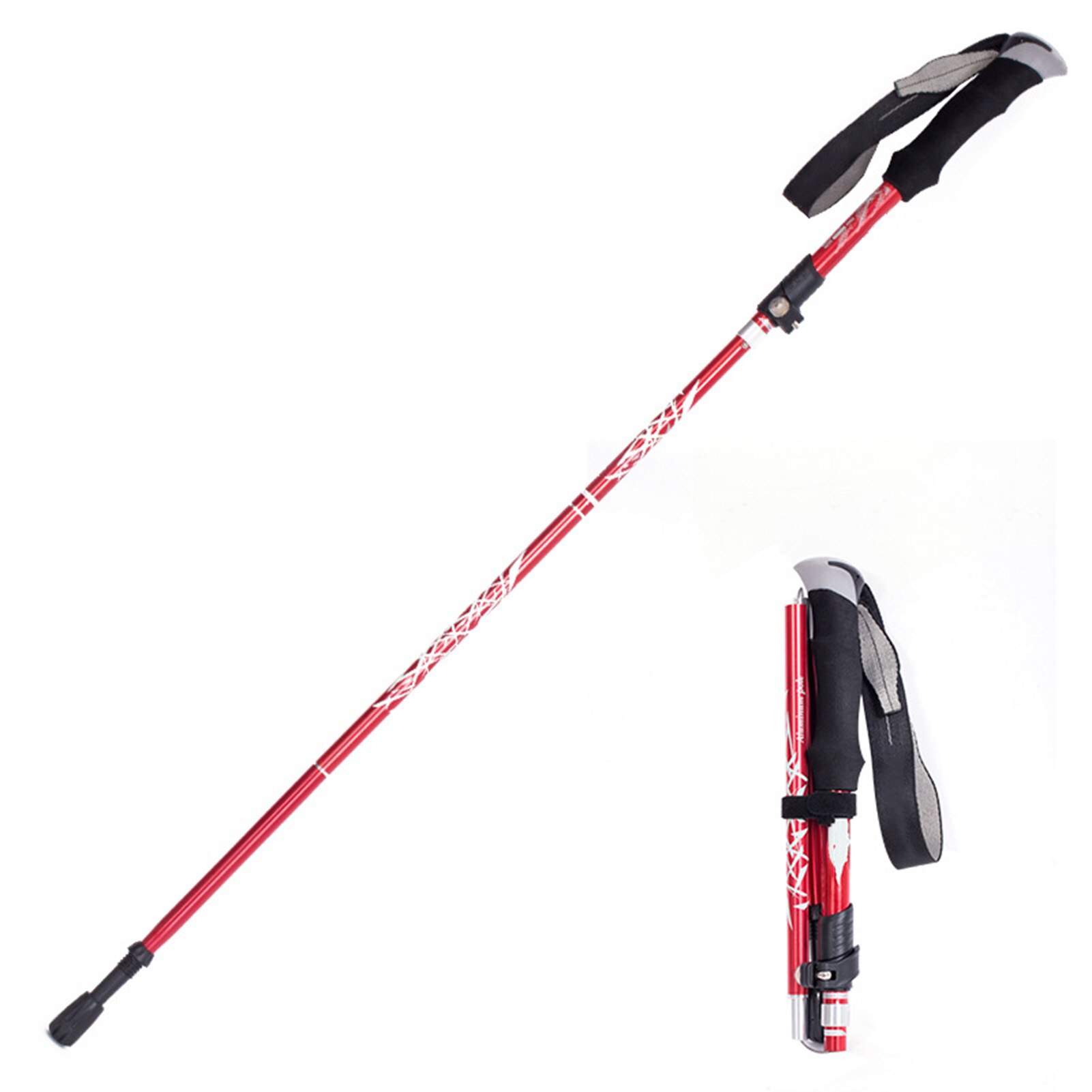 Walking Stick Outdoor Folding Trekking Poles Nordic Hiking Antishock Adjust 3-Section Aluminum Alloy Telescopic Alpenstock