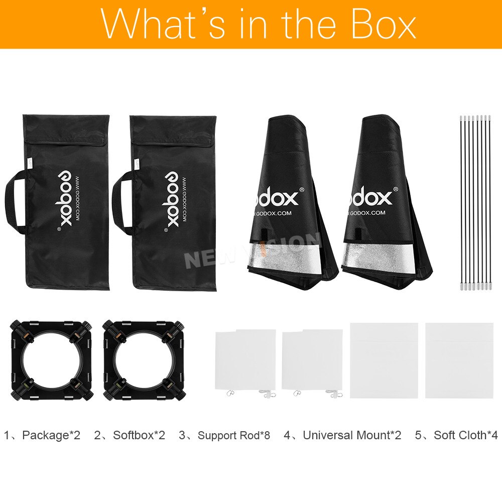2 stk. godox 20 " x27 "  / 50 x 70cm fotostudie softbox softbox med universalbeslag til k -150a k -180a e250 e300 studio flash strobe
