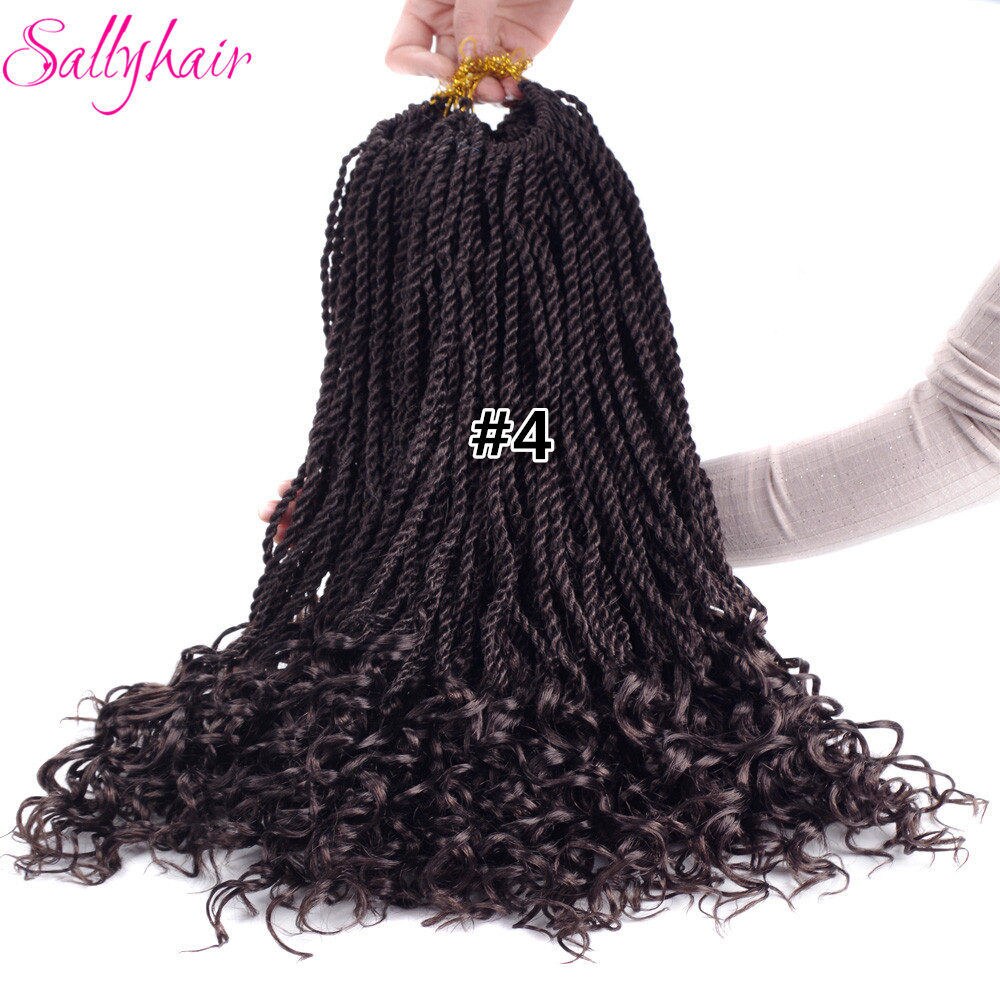 Sallyhair 30 Strands/pack Curly Senegalese Crochet Twist Braids Hair Synthetic Crochet Braids Color Ombre Senegal Braiding Hair: #4