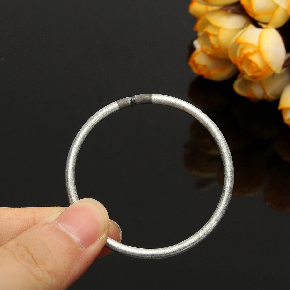 Mrosaa 1PC Dreamcatcher Round Silver Metal Hoop Ring For DIY Manual Handmade Wicker Crafts Tool Material Accessories: 50mm