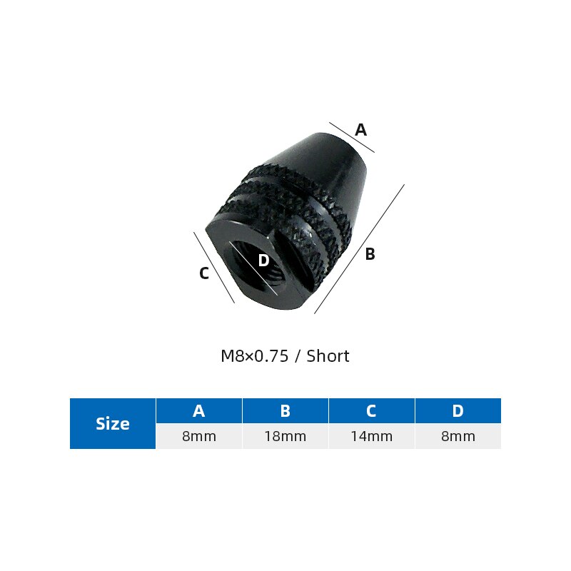 Pinkman Multi Chuck Snelspanboorhouder Voor Dremel Rotary Tool Mini Boorkop Adapter Mini Mandril Dremel Snelspanboorhouder mandren boorkop snelspan: SHORT M8x0.75