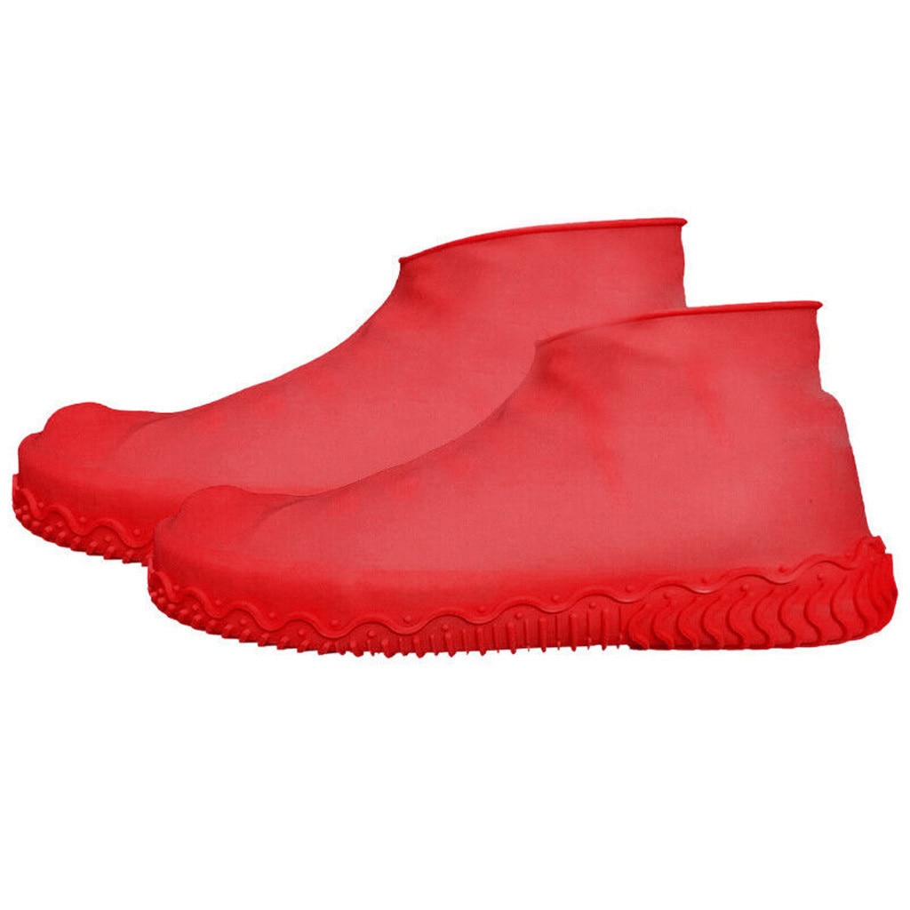 Silicone Overshoes Rain Waterproof Shoe Covers Boot Cover Protector Recyclable Rain Shoes Boots Covers Overshoes: Red / S
