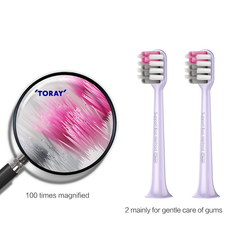 DR.BEI-cabezal de cepillo de dientes eléctrico, para BY-V12, Color negro/morado, Sónico, 3 unidades/juego, XIAOMI YOUPIN