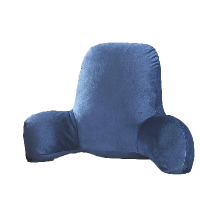 Big Backrest Reading Bed Rest Pillow Lumbar Support Chair Cushion with Arms Plush Memory Foam Fill for Office Home: Blue