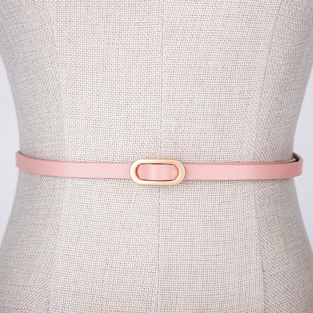 1Pc Vrouwen Pak Dunne Riem Vierkante Gesp Effen Kleur Koeienhuid Riemen Voor Vrouwen Jurk Trui Tailleband: pink