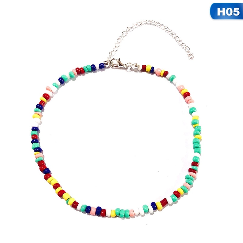 1Pcs Böhmen Kleine Perlen Halsketten Für Frauen Boho Kurze Halsband Charme Boho Halskette Cool Hals Schmuck