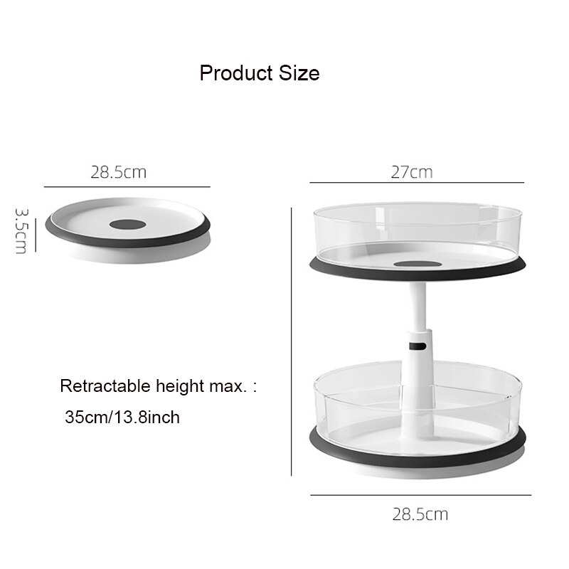 Retractable Storage Tray Double Layer Kitchen Storage Container Kitchen Accessory Plastic Rotating Tray Space-saving Spice Rack