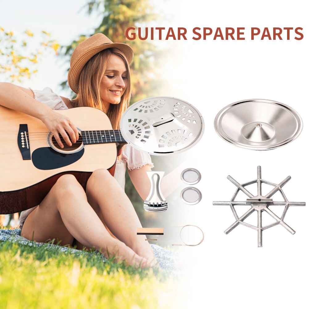 8pcs/set Dobro Guitar Accessories Parts with Resonator Cone Soundhole Screens Tailpiece Spider Bridge Saddle Guitar parts