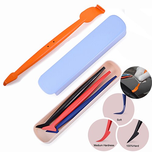FOSHIO 4pcs Car Vinyl Film Wrap Micro Stick Magnet Squeegee Scraper Car Sticker Styling Tool Window Tint Wrapping Install Tool: Brown