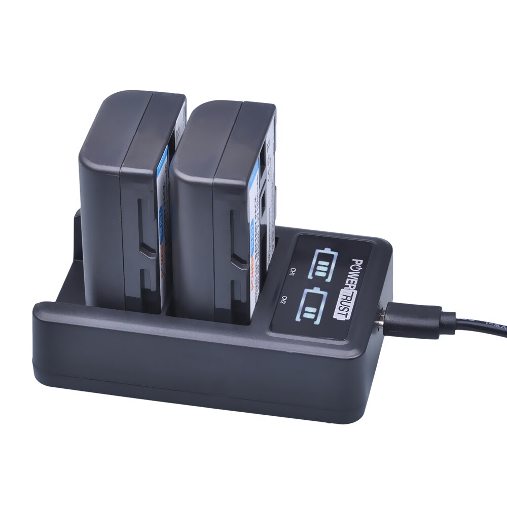 PowerTrust LED Dual USB Ladegerät Für Sony NP-FM50 NP-FM70 NP-FM90 NP-FM500h NP-F550 NP-F570 NP-F750 NP-F770 NP-F960 NP-F970