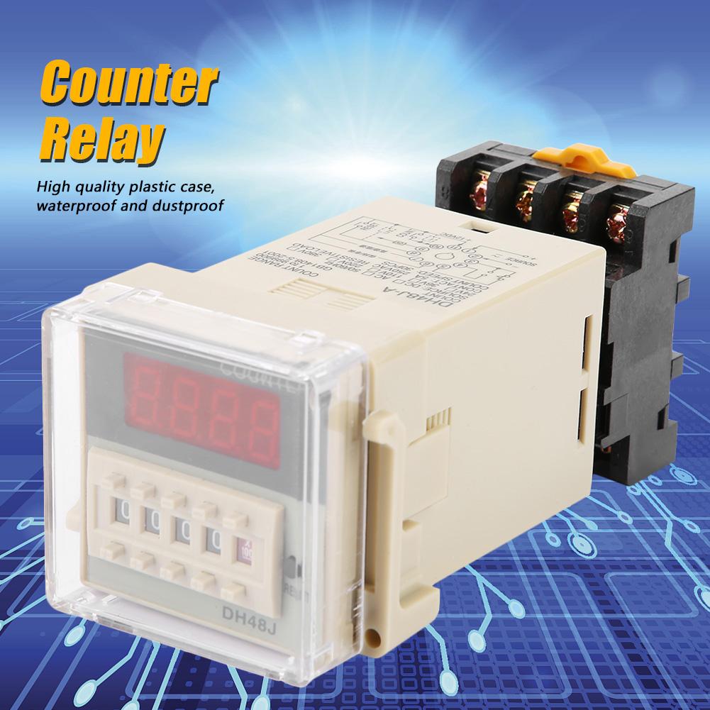 DH48J-11A 11-Pin Digital Counter Relay LED Display Counting Relay 1-999900 220VAC Counters
