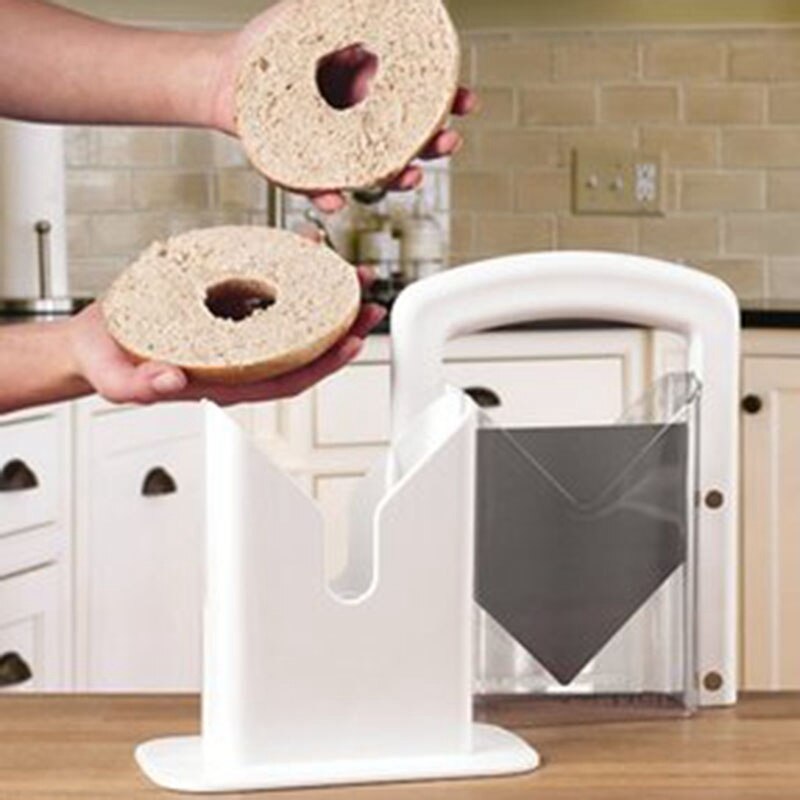 Bagel Cutter Slicer Guillotine Actie Blade Holder Mes Biter Keuken Wit