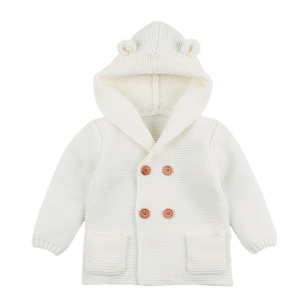 Bébé pull à capuche hiver mignon manteau hauts d'extérieur pour enfants bébé filles garçons w/poches: White / 100