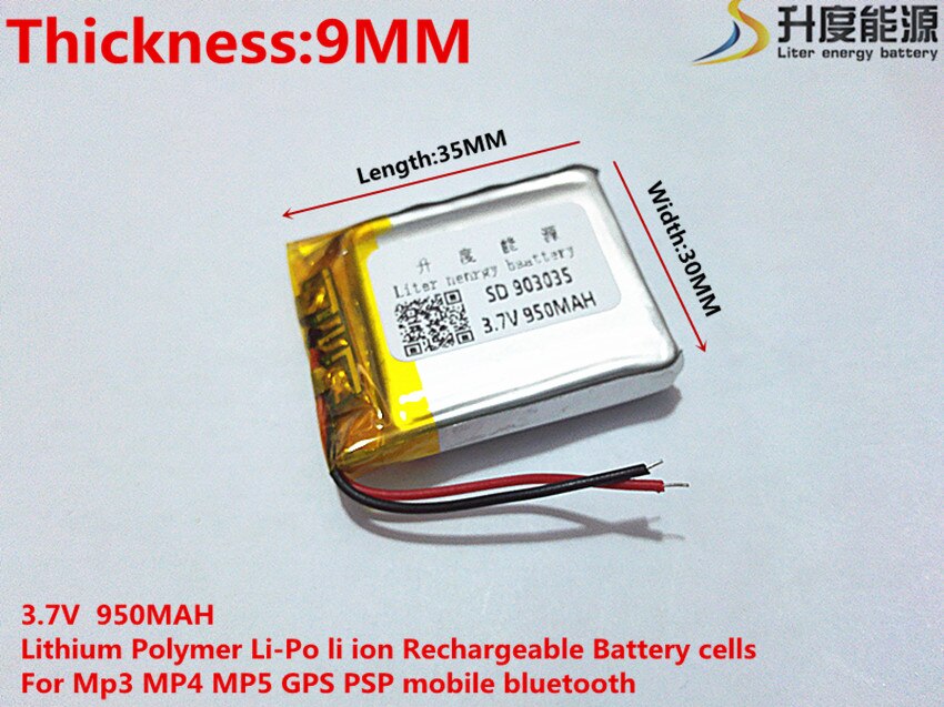 3.7V 950mAh 903035 Polimeri di Litio Li-Po Batteria Ricaricabile agli ioni di li celle Per Mp3 MP4 MP5 GPS