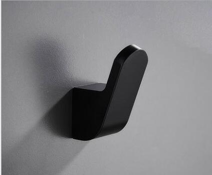 Gancho de aluminio para colgar ropa, accesorios de baño, colgador de puerta de cobre, montado en la pared: black B