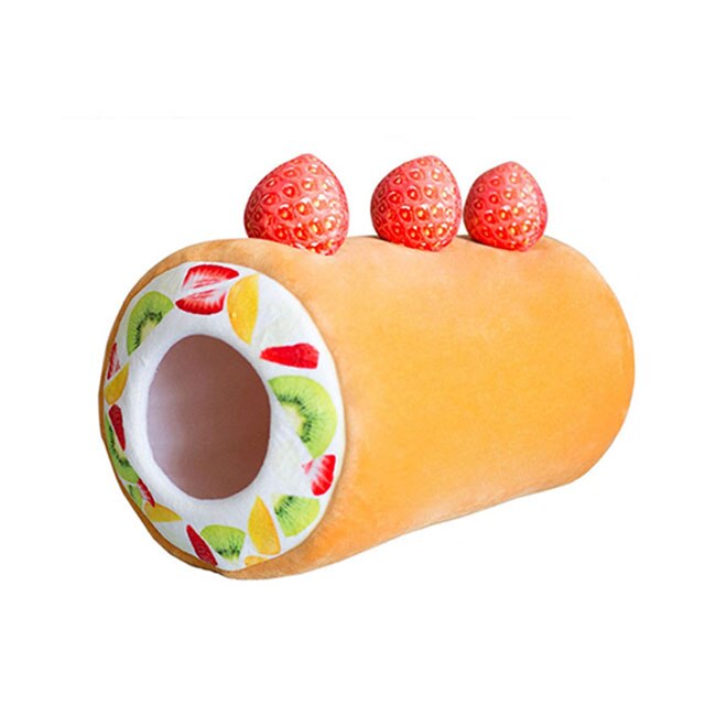 Kawaii Fruit Tart Dog Cat Bed House Cotton Cake Shaped Pet Kennel Home Funny Cute Puppy Kitten Washable Nest Winter Warm Cushion: Yellow B