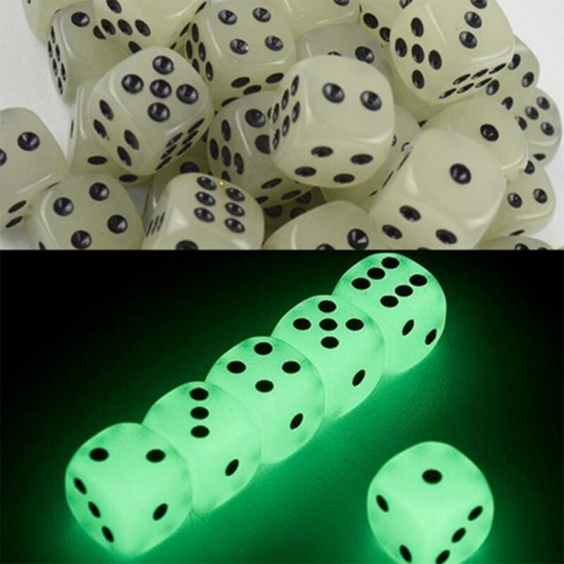 10Pcs Acryl 14Mm Lichtgevende Dobbelstenen 6-Zijdig Cube Lichtgevende Dobbelstenen Fun Board Game Bar Entertainment Spel Dobbelstenen