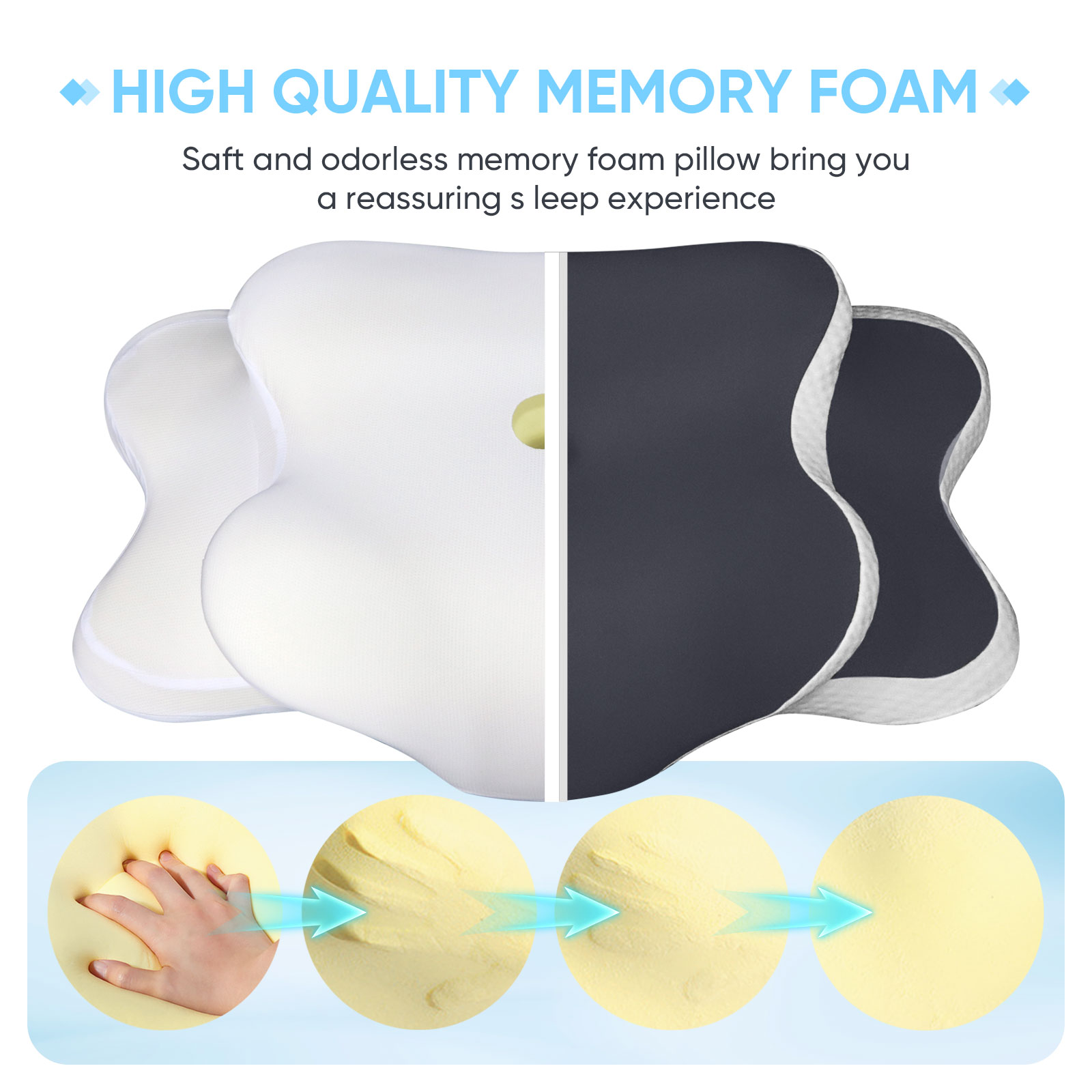 Almofadas de espuma de memória borboleta em forma de borboleta relaxante cervical recuperação lenta pescoço travesseiro alívio da dor dormir cama ortopédica