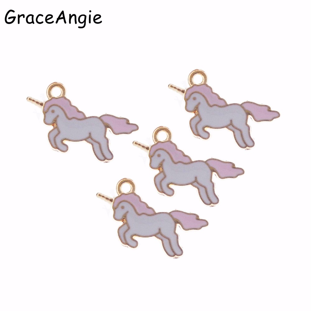 20 stücke Halskette DIY Chunky Emaille Einhorn Anhänger Schmuck Erkenntnisse Gold Farbe Charme Handgemachte Halskette Mädchen Kinder Zubehör