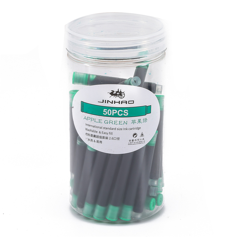 50pcs Fountain pen Color ink cartridge value box Jinhao 2.6mm international standard refill Stationery Office school A6612: Apple Green