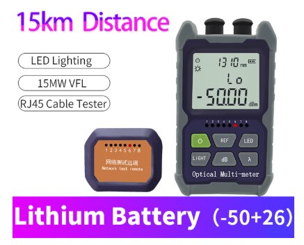 Mini 4 in 1 Optical Power Meter Visual Fault Locator Network Cable Test optical fiber tester 5km 15km 30KMVFL: 50CP-15mw  15KM