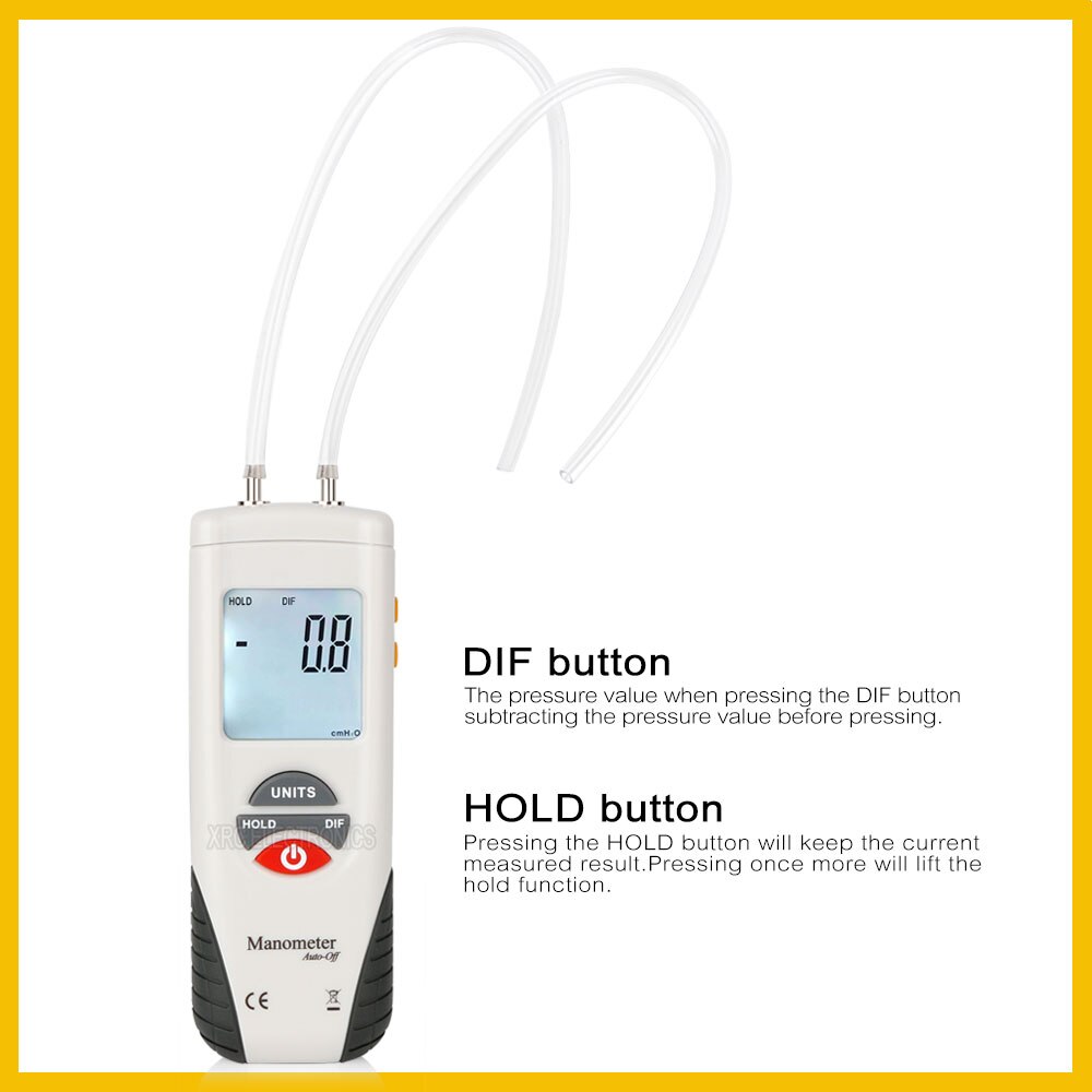 RZ Digital Manometer luftdruck Meter Tragbare Manometer Bausatz 55H2O zu + 55H2O Daten Halten medidor presion HT-1890