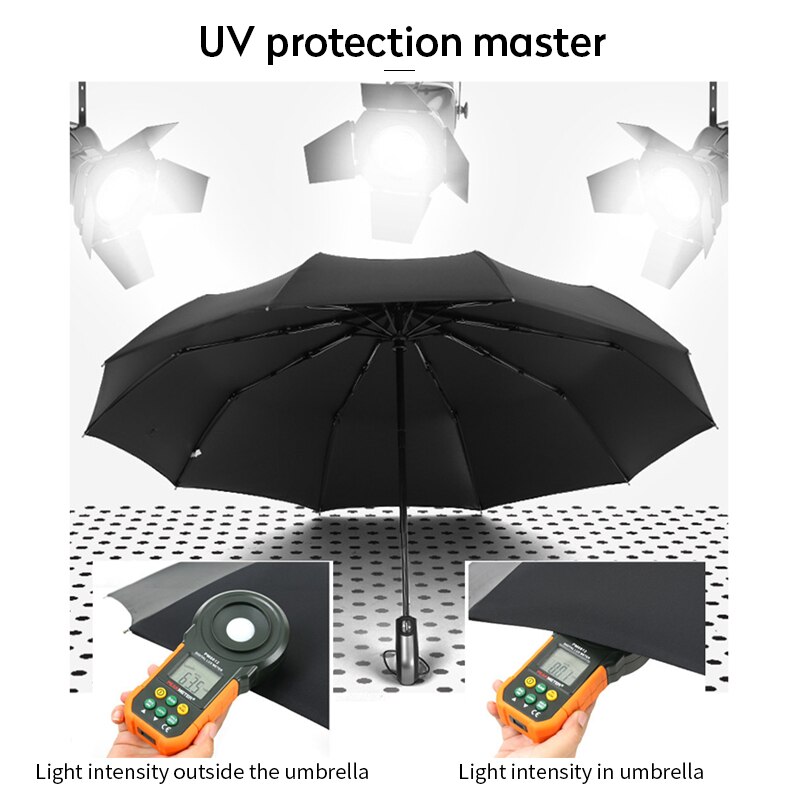 Paraguas plegable automático para hombre y mujer, sombrilla de 10K, de negocios, resistente al viento, 5 colores, Feliz Navidad