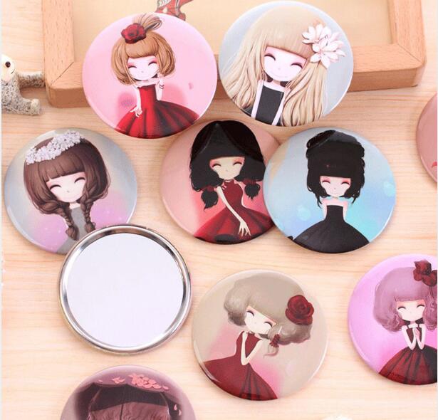 2pcs/lot Girl mini pocket makeup mirror cosmetic compact mirrors espelho de maquiagem espejos de bolsillo