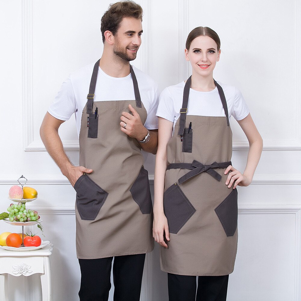 Unisex Halter Neck Adjustable Spliced Color Apron Food Service Kitchen Bakery Chef Waiter Uniform