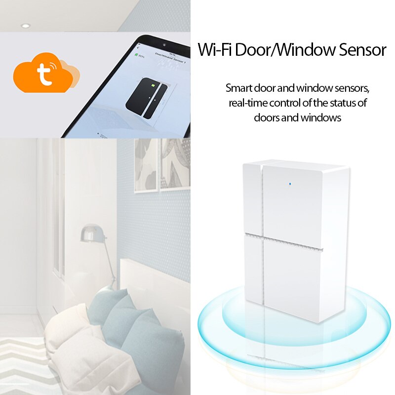 Tuya WiFi Door Sensor Smart Door Open/Closed Detectors Smart Life APP Wifi Window Sensor Work with Alexa Google Home