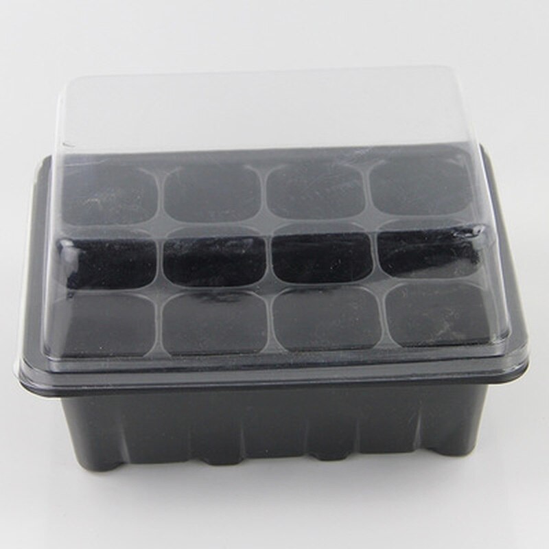 Praktische 12- cellige buitenkweekpot voor plantenzaden, kweekbak, tuingereedschap: Zwart