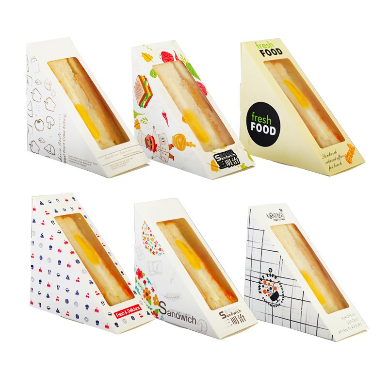 100 stücke Sandwich Kasten Dreieck Tasche Einweg Transparente Haushalts Mittagessen