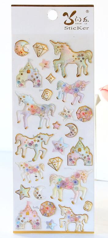 Pegasus Unicorn Castle Label Stickers Set Decorative Stationery Craft Stickers Scrapbooking DIY Diary Album Stick Label: 01
