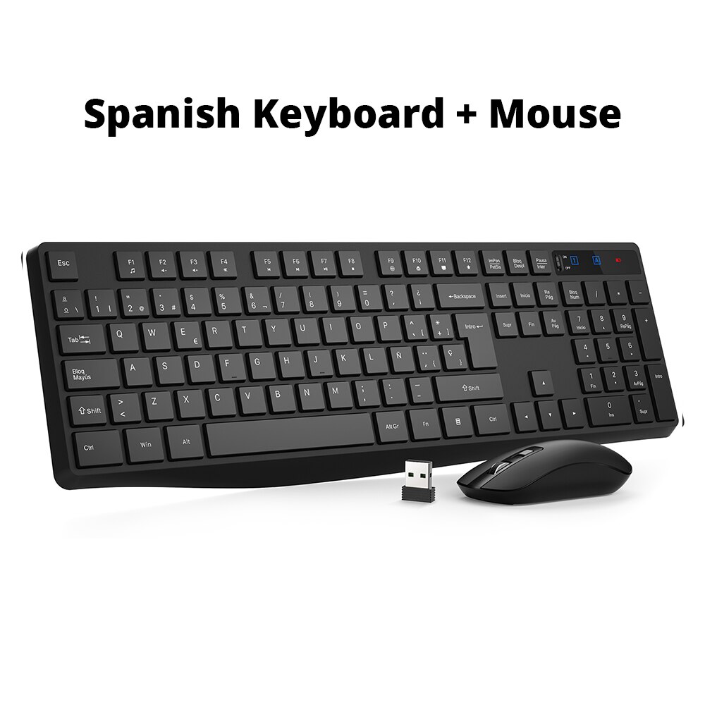 VicTsing PC230 2.4G Wireless Keyboard and Mouse 104 Keycaps Keyboard Mouse Combo Set For Notebook Laptop Mac Desktop PC Computer: Spanish Version