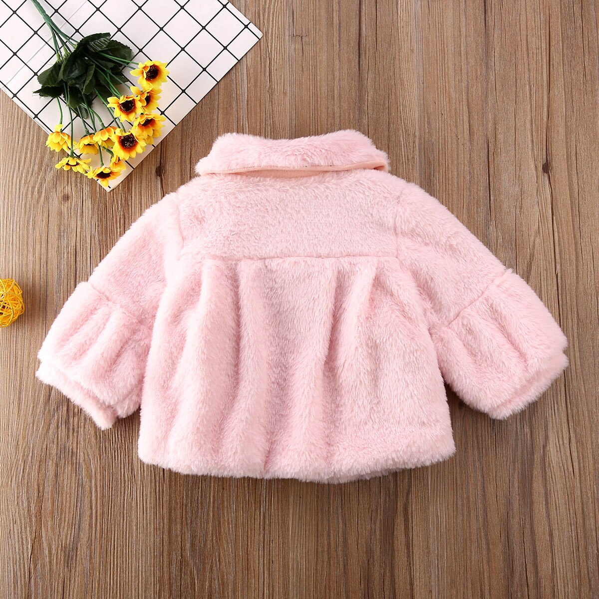 Pudcoco Winter Toddler Baby Girl Clothes Solid Color Long Sleeve Warm Coat Outerwear Cotton Clothes