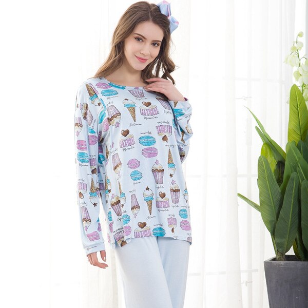 Fdfklak Frühling Herbst Neue modal Pyjama Für Schwangere Stillende Mütter Kleidung Mutterschaft Nachtwäsche Pflege Pyjama F250: hell Blau / L