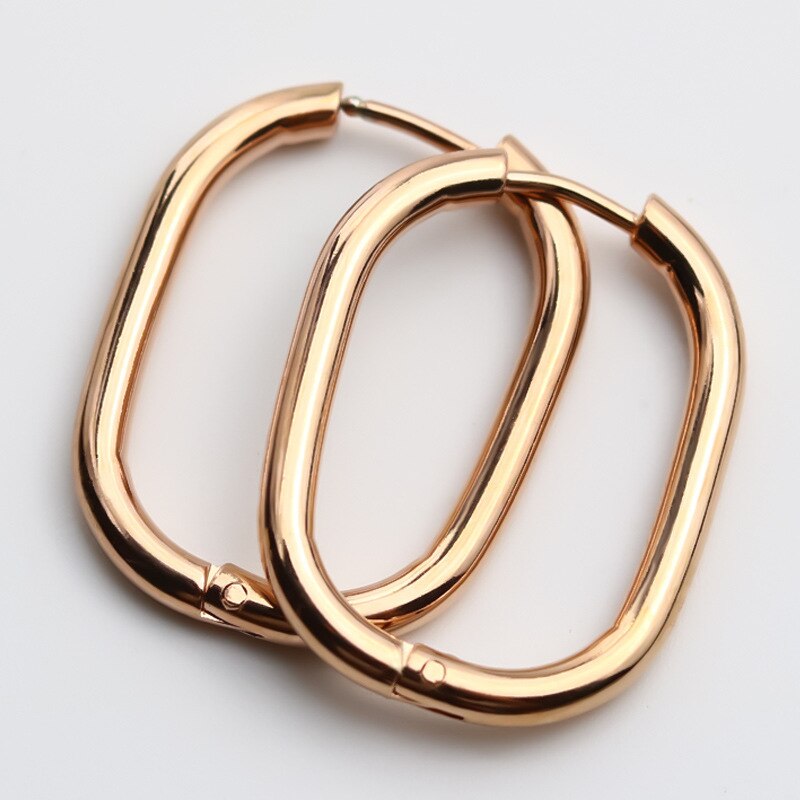 Pendientes de aro de acero inoxidable para mujer, aretes gruesos, cuadrados, geométricos, rellenos de oro, y uso diario para , novedad de: rose gold