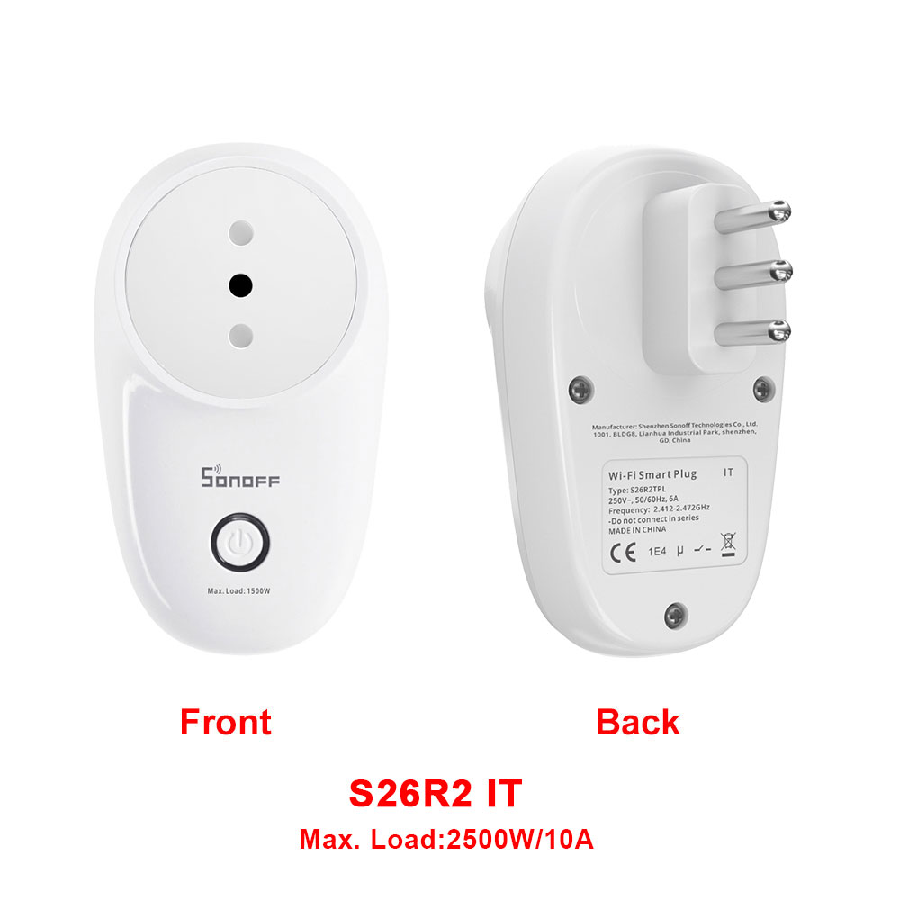 Sonoff S26 R2 Wi-Fi Smart Plug Wireless 16A Smart Socket Switch Voice Control Timing Remote Control via eWeLink Google Alexa: S26R2 IT