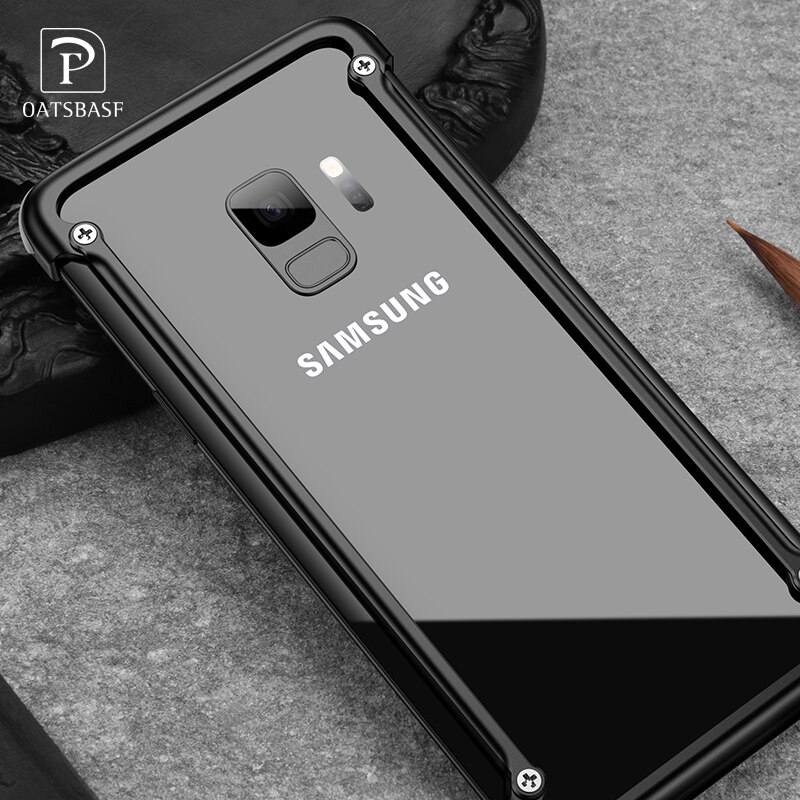 Oatsbasf airbag caso de metal para samsung galaxy s9 personalidade airbag escudo para galaxy s9 plus metal caso capa protetora