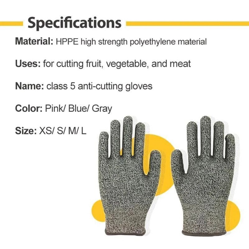 High-strength Grade Level 5 Protection Safety Anti Cut Gloves Kitchen Cut Resistant Gloves for Fish Meat Cutting Safety Gloves