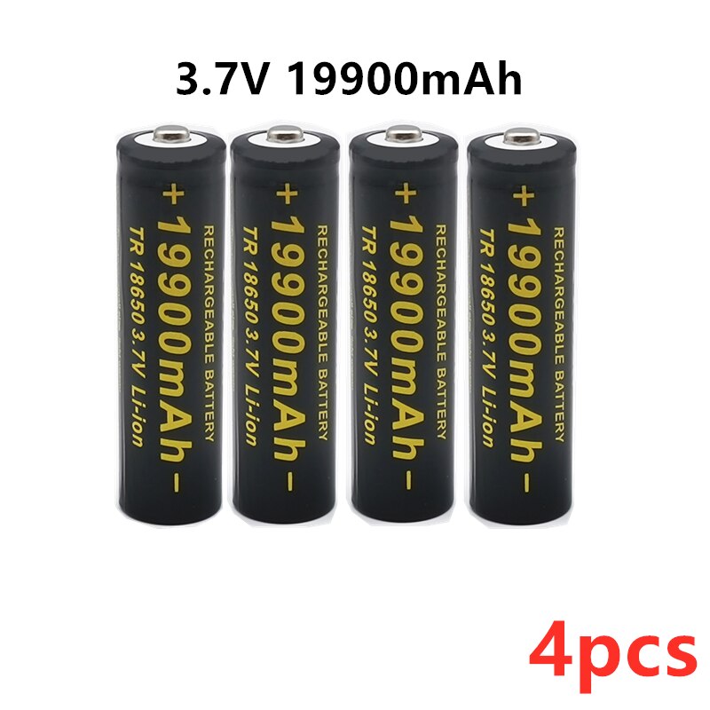 100% 18650 battery 3.7V 19900mAh rechargeable liion battery for Led flashlight battery 18650 battery +USB charger: White