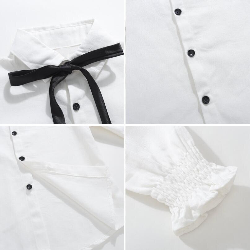 Peuter Teen School Meisjes Blouse Witte Lange Mouw Boog Turn-Down Kraag Lente Herfst Kids Tops Shirts Voor Meisjes kinderen Kleding