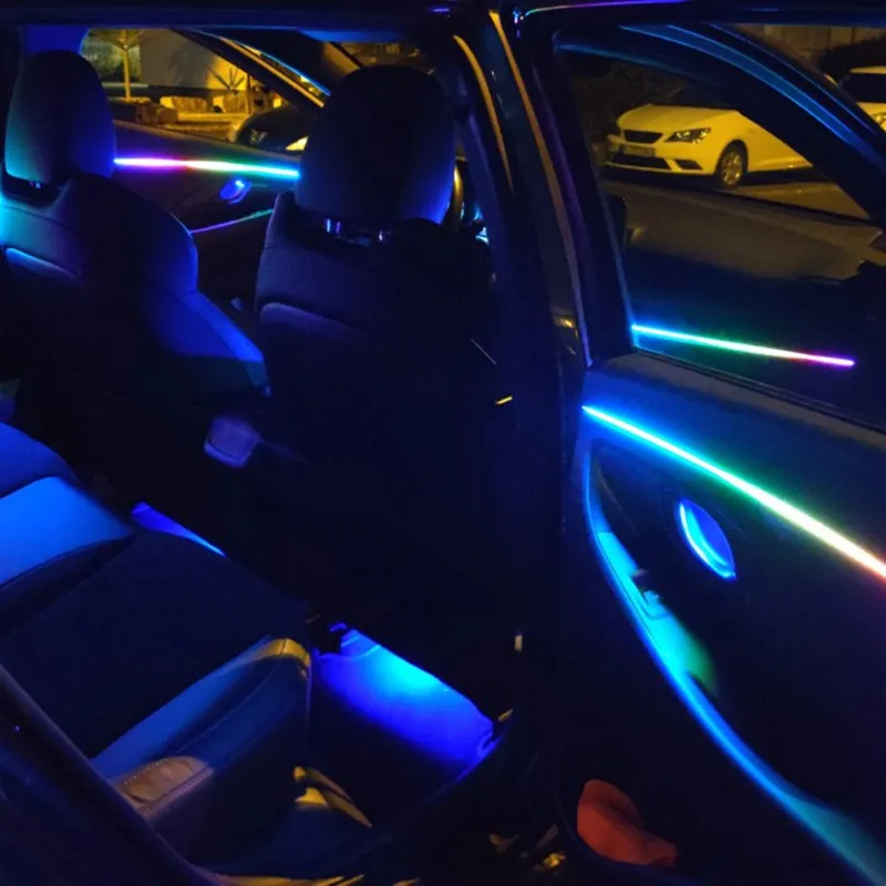 Universal- Symphonie Auto Umgebungslichter 64 RGB Auto Innenraum Acryl Lichtleiter Fiber Optik Auto Dekoration Atmosphäbetreffend Licht 18 in 1