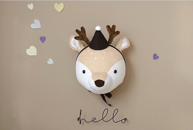Enfants chambre décoration 3D animaux têtes pépinière chambre décoration éléphant cerf licorne tête tenture murale décor pour chambre d'enfants: 4- (without hat)