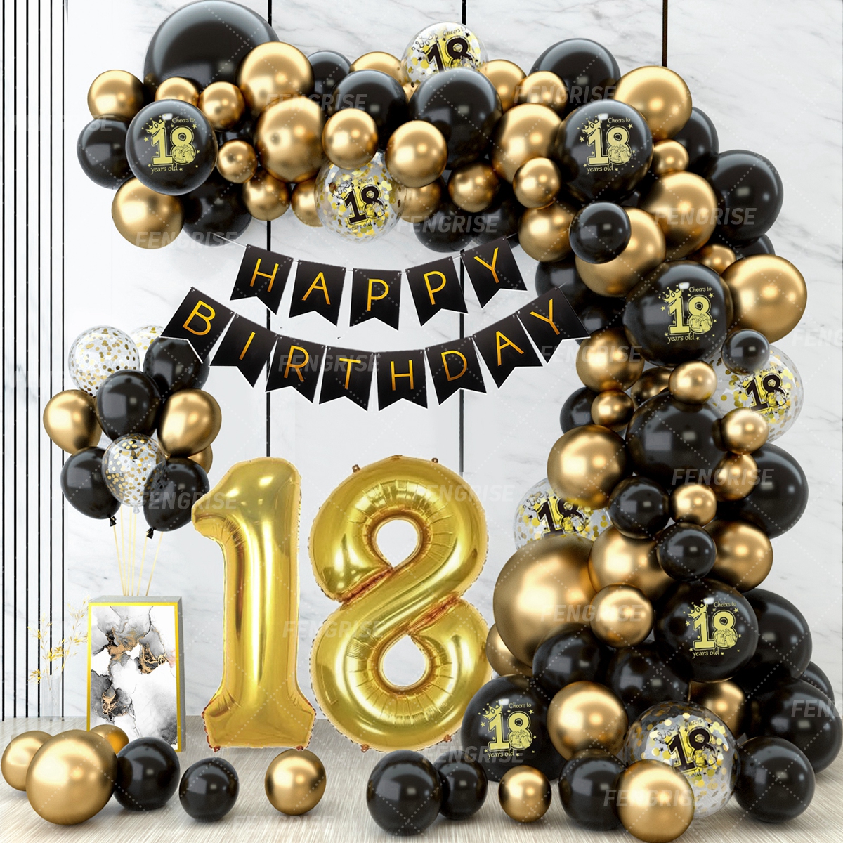corridore da tavola di compleanno in oro nero 30 50 tovaglia di compleanno decorazione per feste di palloncini per la casa sfondo matrimonio anniversario per adulti