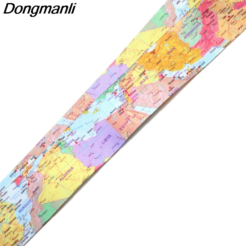 PC200 World Map Lanyard Badge ID Lanyards/ Mobile Phone Rope/ Key Lanyard Neck Straps Keychain