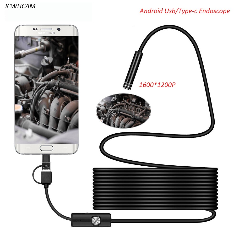 Android Endoscope Camera 8mm Lens Semi Rigid Wire USB/Type-C Android Phone Windows PC Endoscope Borescope Waterproof Inspection
