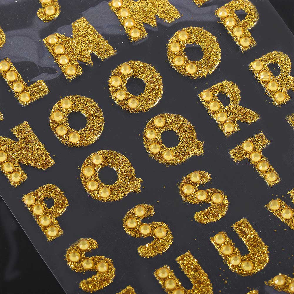 Pegatinas de letras del alfabeto para el hogar, láminas autoadhesivas de diamantes de imitación de cristal con purpurina, para álbum de recortes, 55 Uds.